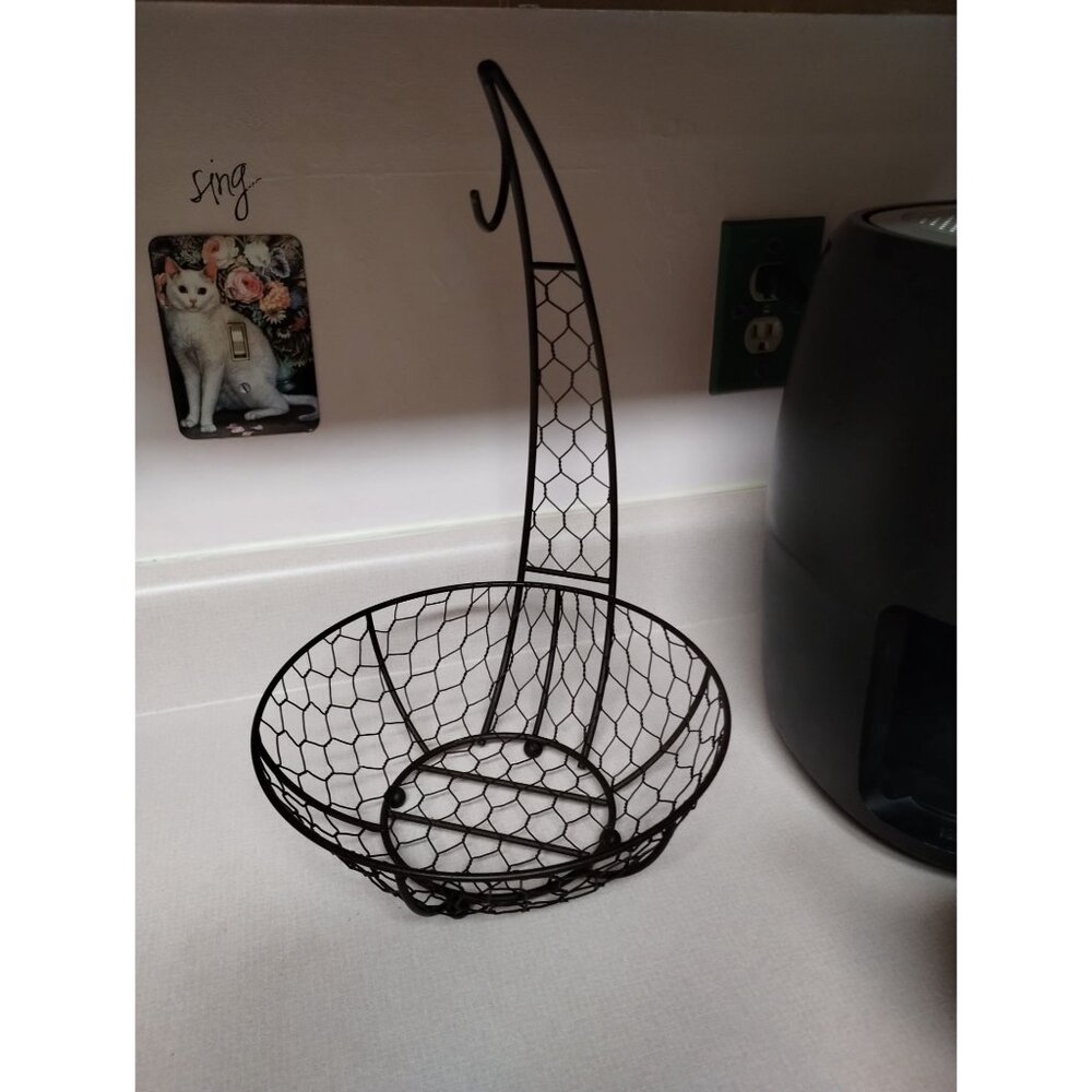 Banana Fruit Basket Hanging Hook Rustic Dark Brown Iron